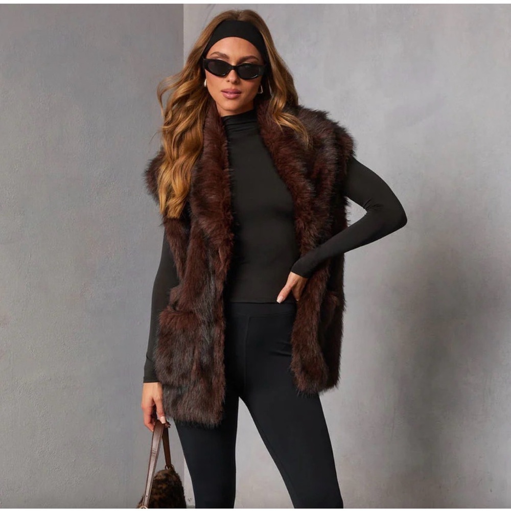 A.B.S Silver Label Faux Fur Vest XS | Brown Luxe | Statement Piece